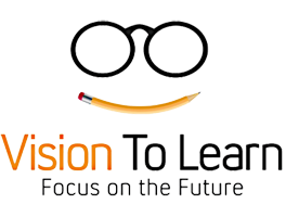 eyeglasses and pencil with words vision to learn and focus on the future 