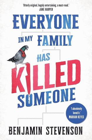 Everyone in My Family Has Killed Someone cover. A family tree with the book title in front of it.