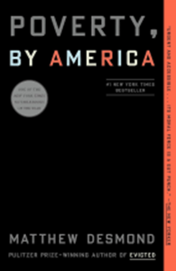 book cover with title, "Poverty, By America"