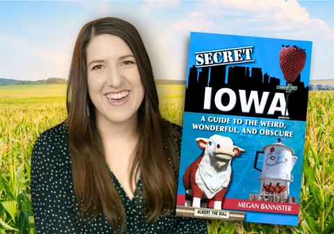 Author Megan Bannister with her book "Secret Iowa"