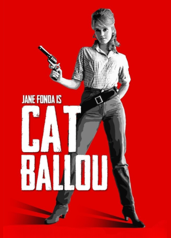 Cat Ballou movie poster. Jane Fonda with holding a gun.