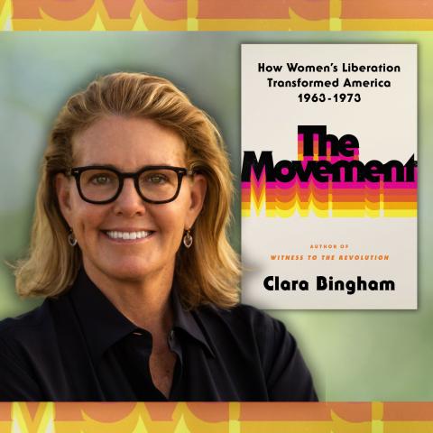 Photo of author Clara Bingham with cover of Book, "The Movement"