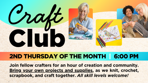 Craft Club slide with people doing various crafts