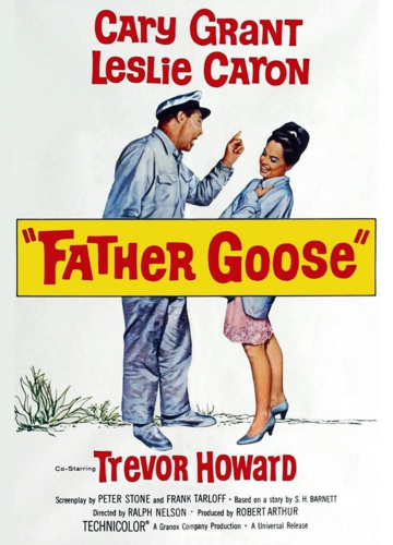 Father Goose poster with Cary Grant wagging his finger at Leslie Caron.