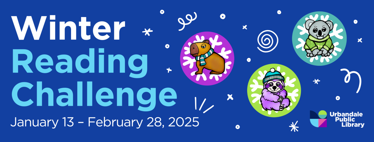 Winter Reading Challenge Header with a capybara, koala, and a sloth in winter clothes.